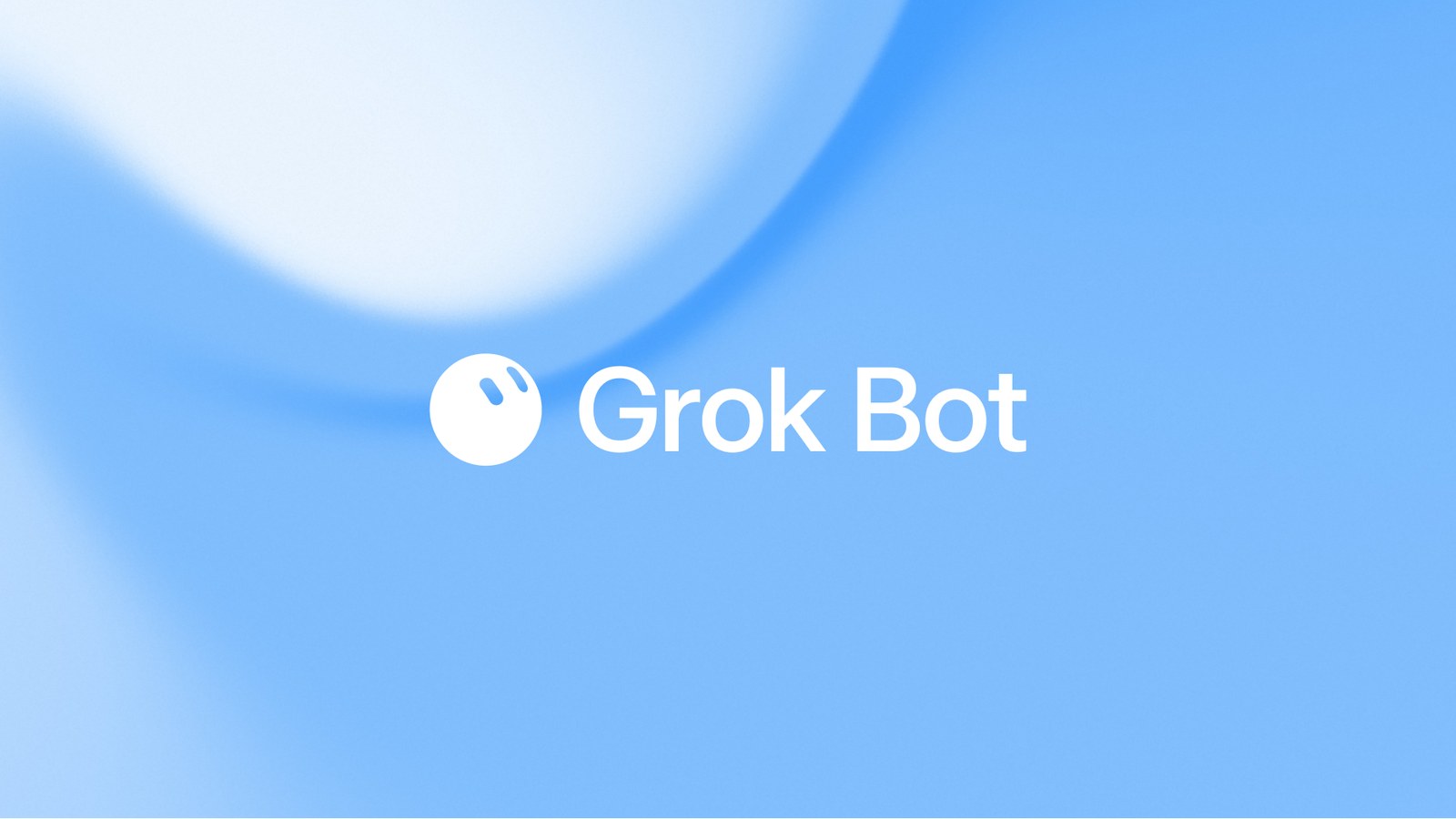 Grok Bot logo and wordmark on a blue gradient background